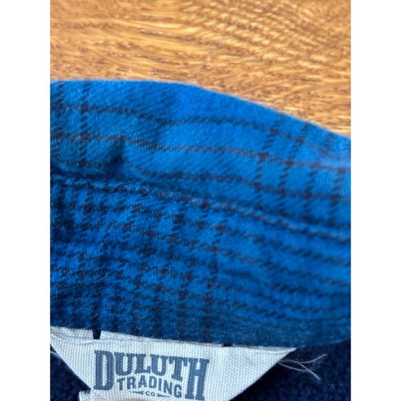 Duluth Trading Co Women's L Fleece Lined Flannel Shirt Blue Plaid Snap Button - Picture 5 of 7